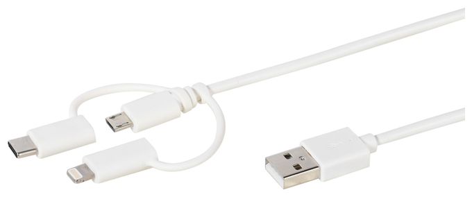 3in1 Ladekabelset, Micro USB, USB Type C, Lightning 