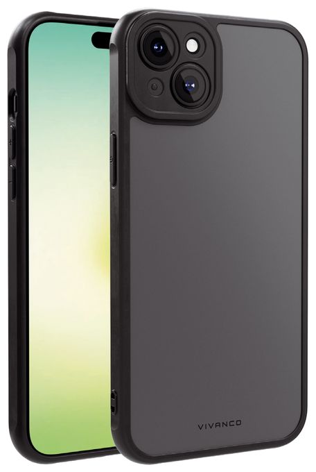 Cover für Apple iPhone 15 Plus (Schwarz, Transparent) Frosted 