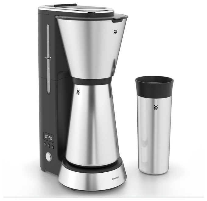 5 Tassen Filterkaffeemaschine 0,6 l  KÜCHENminis Aroma Thermo to go (Schwarz, Chrom) 