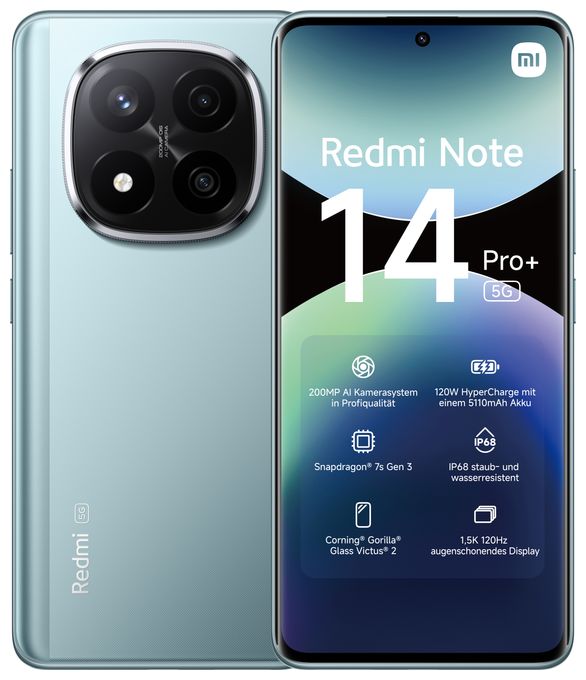 256 GB 5G Smartphone 16,9 cm (6.67 Zoll) 200 MP Dreifach Kamera Dual Sim WiFi 6E (Frost Blue) Redmi Note 14 Pro+ 