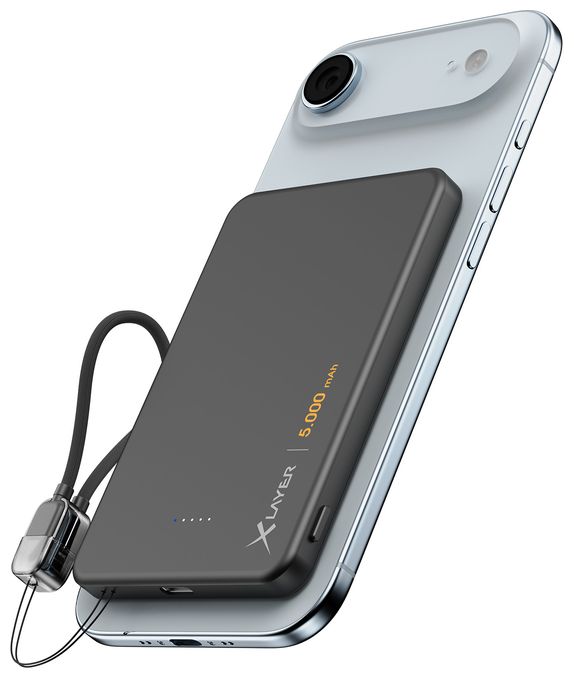 5000 mAh Powerbank USB Typ-C Kabelloses Laden  MagFix Pro (Schwarz) 