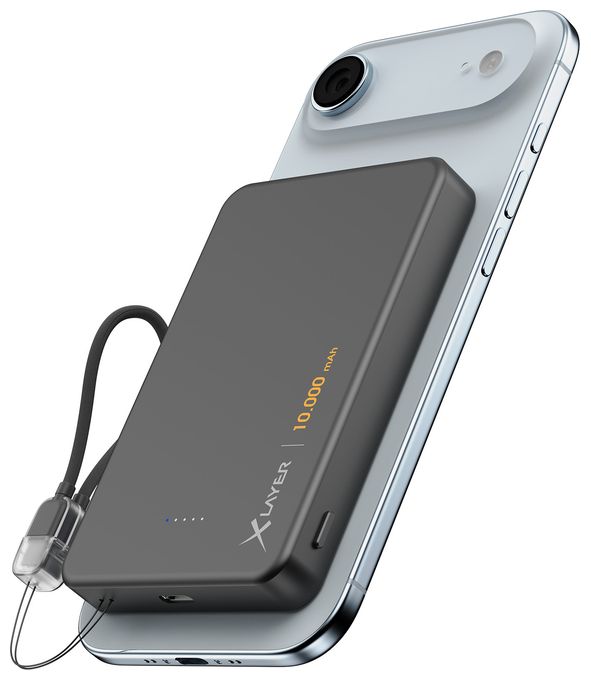 1000 mAh Powerbank USB Typ-C Kabelloses Laden  MagFix Pro (Schwarz) 