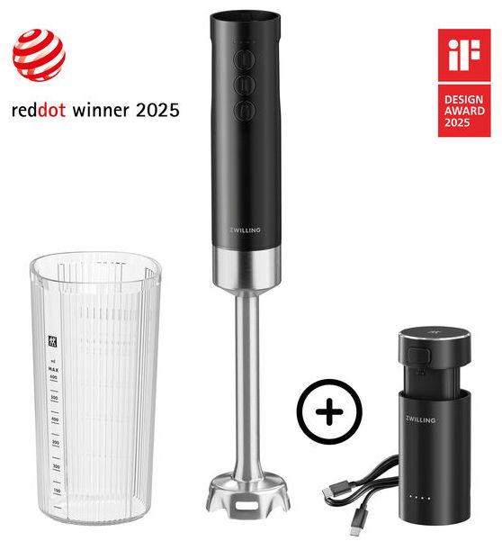 Handmixer 250 W 3 Stufen  Xtend Kabelloser Stabmixer Starter Set (Schwarz) 