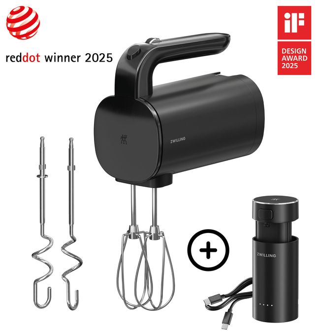 Handmixer 250 W 3 Stufen  Xtend Kabelloses Handrührgerät Starter Set (Schwarz) 