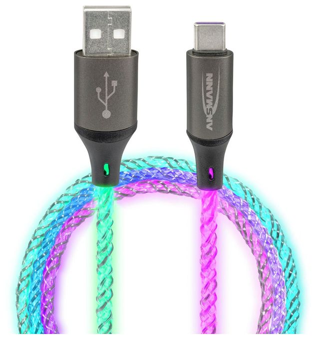 0,48 Gbit/s Stecker Rundkabel USB A auf USB C bis 60 W 1 m  1700-0158 (Mehrfarbig) 