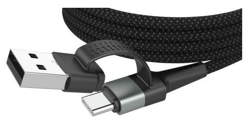 Stecker Rundkabel USB A/USB C auf USB C/Lightning bis 60 W 1,2 m  1700-0188 (Schwarz, Silber) 