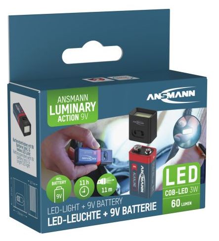 Taschenlampe COB LED-Leuchte mit 9V Batterie batteriebetrieben 