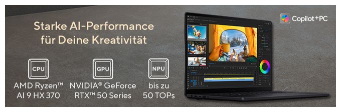 2K Ultra HD Notebook 40,6 cm (16 Zoll) 2880 x 1800 Pixel 1 TB SSD Windows 11 Home AMD Ryzen 9 max. 5,1 GHz  H7606WP-SR271W (Schwarz) 