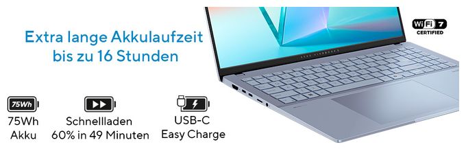 WQXGA+ Notebook 40,6 cm (16 Zoll) 2880 x 1800 Pixel 1 TB SSD Windows 11 Home Intel Core Ultra 7 max. 5,1 GHz  Vivobook S16 S5606CA-RI152W (Schwarz) 