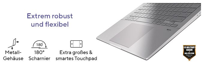 WQXGA Notebook 40,6 cm (16 Zoll) 2560 x 1600 Pixel 1 TB SSD Windows 11 Home Qualcomm Snapdragon max. 3 GHz  Vivobook S3607QA-PL011W (Silber) 