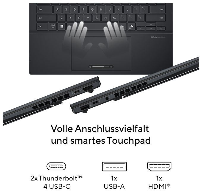 WUXGA Notebook 35,6 cm (14 Zoll) 1920 x 1200 Pixel 1 TB SSD Windows 11 Home Intel Core Ultra 9 max. 5,4 GHz  Zenbook Duo UX8406CA-QL263W (Grau) 