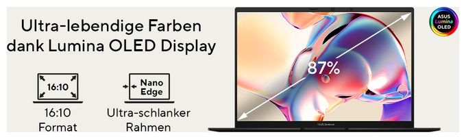 WUXGA Notebook 35,6 cm (14 Zoll) 1920 x 1200 Pixel 512 GB SSD Windows 11 Home AMD Ryzen 5 max. 4,8 GHz  Zenbook UM3406KA-QD041W (Schwarz) 