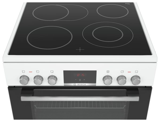 Freistehender Herd Elektro normal Variabler Doppelgrill 7 Beheizungsarten AutoClean mit Glaskeramik Kochfeld Serie 4 HKR39C220 