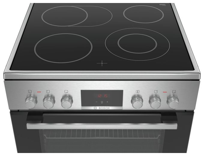 Freistehender Herd Elektro normal Variabler Doppelgrill 7 Beheizungsarten mit Glaskeramik Kochfeld Serie 4 HKR39C250 