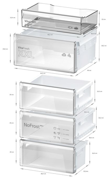 260 l / 103 l Kühl-Gefrierkombi freistehend NoFrost 162 kWh Jahr  Serie 4 KGN392XCF (Schwarz) 