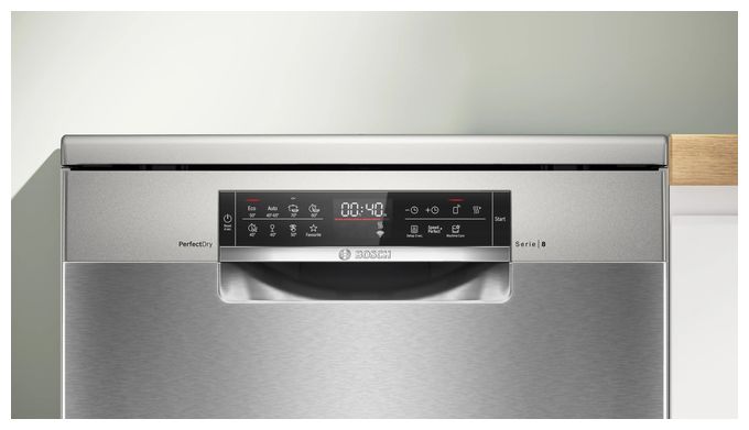 60 cm Geschirrspüler freistehend sehr leise 14 Maßgedecke aquaStop Funktion Wärmetauscher (Edelstahl) Serie 8 SMS8YCI04E 
