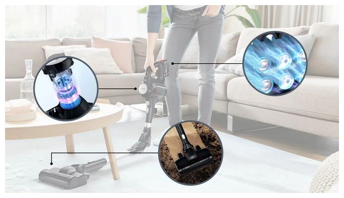 Handstaubsauger Beutellos bis 35 min Laufzeit 18 V  Unlimited 7 BSS715FRSH (Schwarz, Silber) 