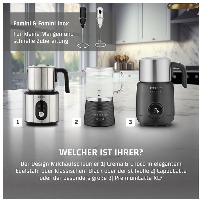 Milchaufschäumer Automatischer Milchaufschäumer/-wärmer ca. 350 ml  1667 PremiumLatte XL (Schwarz, Edelstahl) 