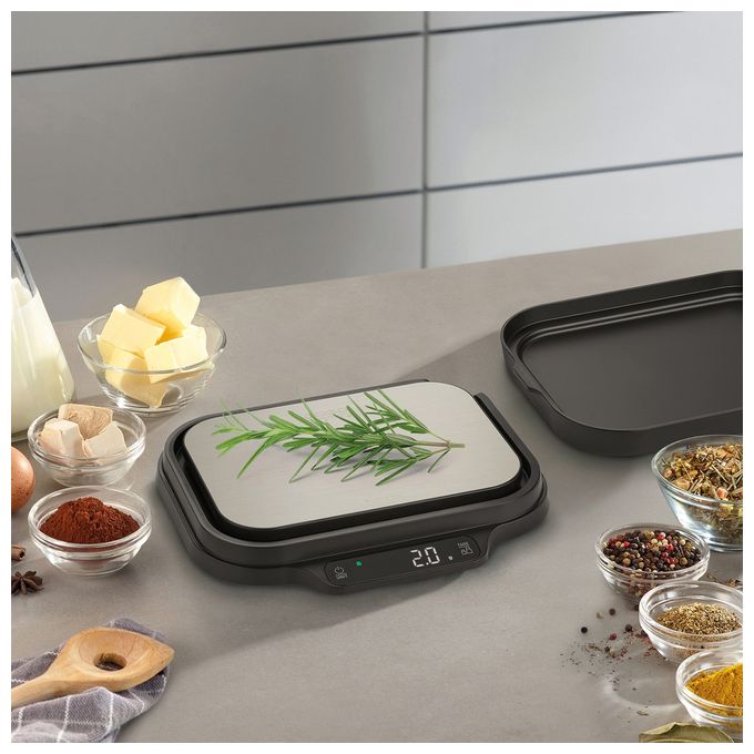 Elektronische Küchenwaage bis 15 kg Genauigkeit 0,1 g  Kitchen Duo (Schwarz, Edelstahl) 