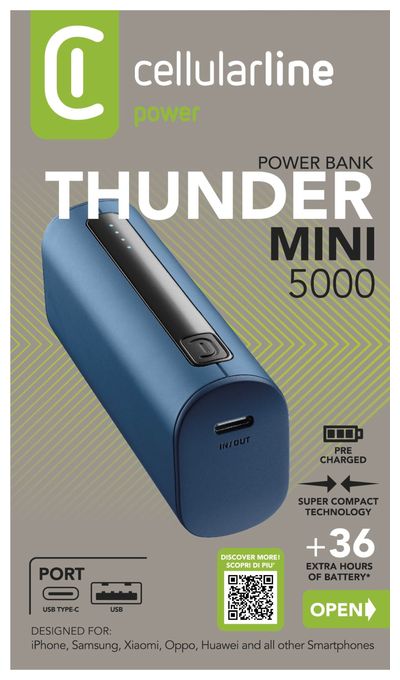 5000 mAh Powerbank USB Typ-C  Thunder (Blau) 