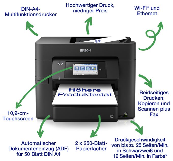 All in One A4 Tintenstrahl Drucker 4800 x 2400 DPI WorkForce Pro WF-4830DTWF 