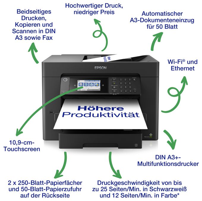 All in One A3 Tintenstrahl Drucker 4800 x 2400 DPI WorkForce Pro WF-7840DTWF 