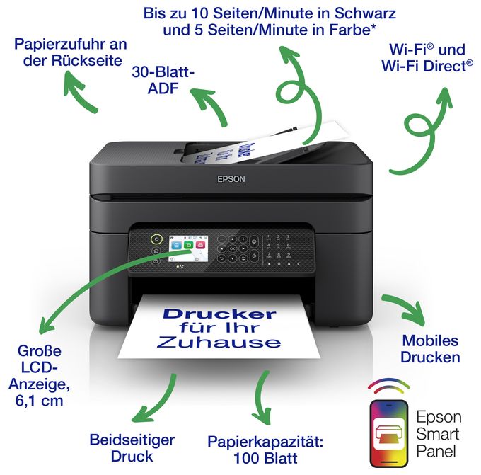 All in One A4 Tintenstrahl Drucker 5760 x 1440 DPI WorkForce WF-2950DWF 