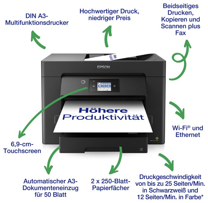 All in One A3 Tintenstrahl Drucker 4800 x 2400 DPI WorkForce WF-7830DTWF 