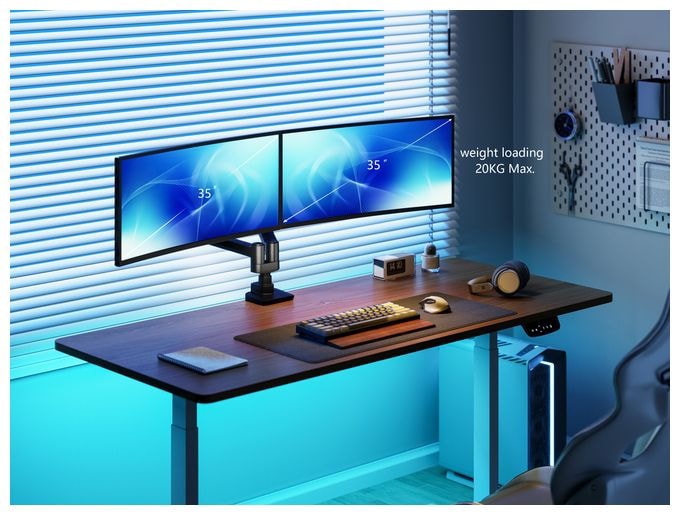 17"-35" Schwerlast-Doppelmonitor-Schreibtischhalterung, Schwarz 