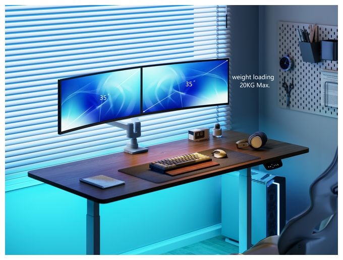 17"-35" Schwerlast-Doppelmonitor-Schreibtischhalterung, Weiß 