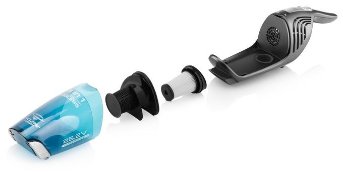 Handstaubsauger Beutellos bis 50 min Laufzeit 25,2 V HEPA  Moneto II Aqua Plus (Blau, Grau) 