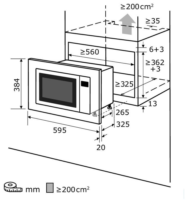 Einbau-Mikrowelle 800 W Größe: klein 5 Stufen (Edelstahl) EMW10-020 