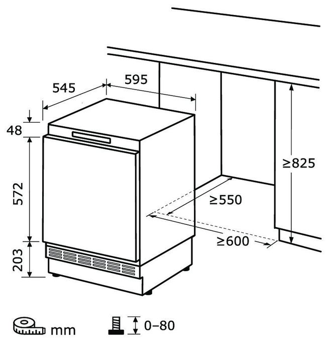 104 l 82,5 cm Einbaukühlschrank EEK: D 118 kWh Jahr UKS130-4-FE-010D 
