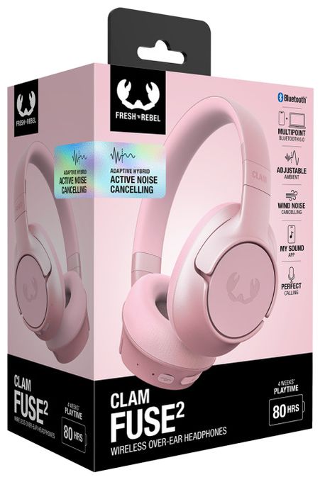 Bluetooth Kopfhörer kabellos 50 h Laufzeit  Clam Fuse 2 (Pink) 