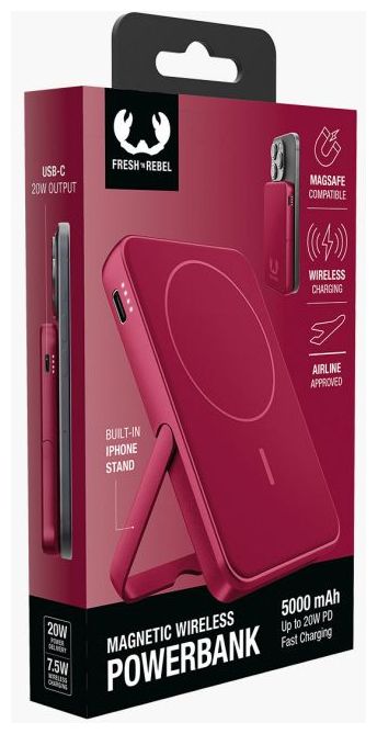 5000 mAh Powerbank USB Typ-C Kabelloses Laden  Wireless Magnetic (Rot) 