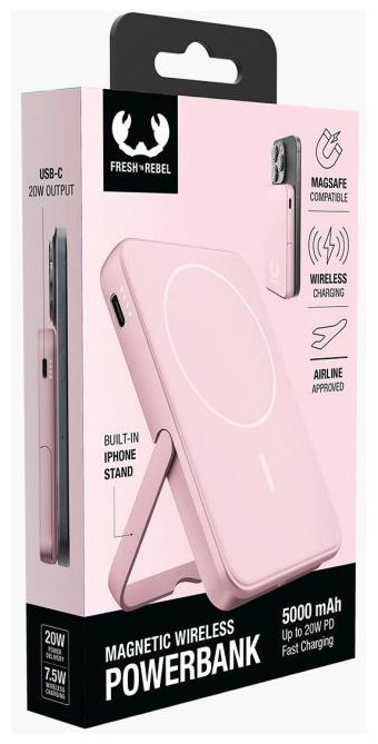 5000 mAh Powerbank USB Typ-C Kabelloses Laden  Wireless Magnetic (Pink) 
