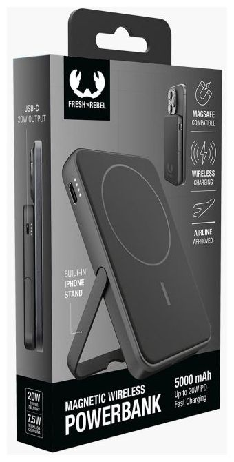 5000 mAh Powerbank USB Typ-C Kabelloses Laden  Wireless Magnetic (Grau) 