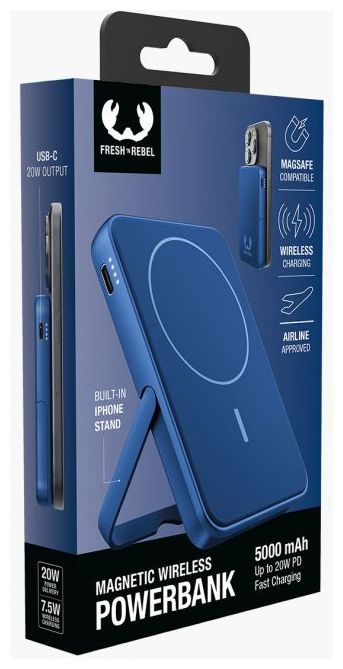 5000 mAh Powerbank USB Typ-C Kabelloses Laden  Wireless Magnetic (Blau) 