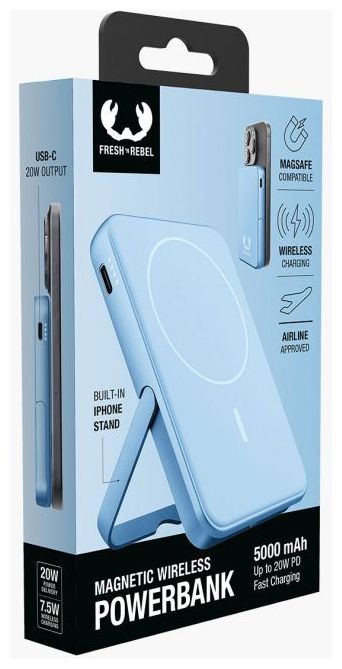 5000 mAh Powerbank USB Typ-C Kabelloses Laden  Wireless Magnetic (Blau) 
