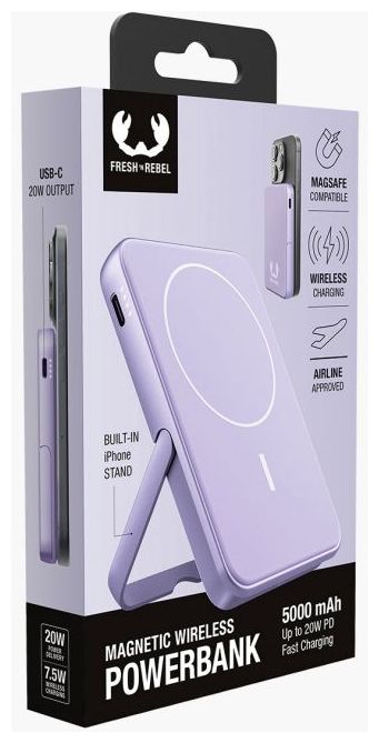 5000 mAh Powerbank USB Typ-C Kabelloses Laden  Wireless Magnetic (Lila) 