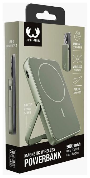 5000 mAh Powerbank USB Typ-C Kabelloses Laden  Wireless Magnetic (Grün) 
