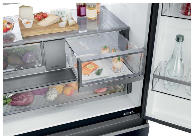 Side-by-Side Kühl-/ Gefrierkombination 449 l / 254 l 293 kWh NoFrost 1900 mm x 905 mm  HFR79F19DFGB (Schwarz) 