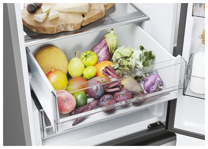 289 l / 125 l Kühl-Gefrierkombi freistehend NoFrost 120 kWh Jahr  HTW7620ANMG (Edelstahl) 