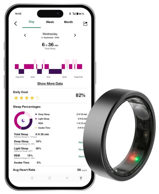 Smart Ring Größe 8  178643 One (Schwarz) 