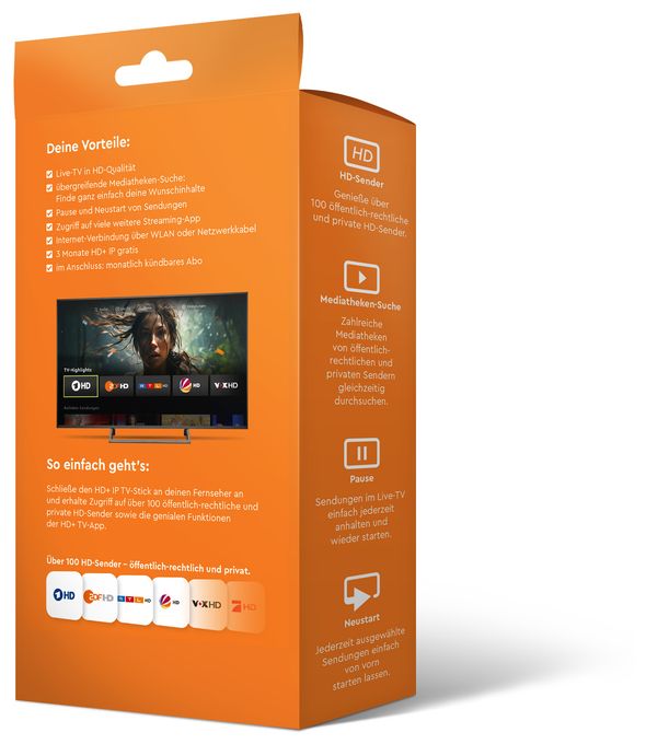 4K Ultra HD Media Player 32 GB HDMI IP TV-Stick inkl. HD+ IP für 3 Monate 