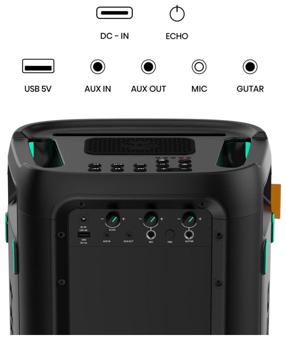 300 W Bluetooth Lautsprecher IPX4 Laufzeit bis 15 h  Party Storm 1 (Schwarz) 