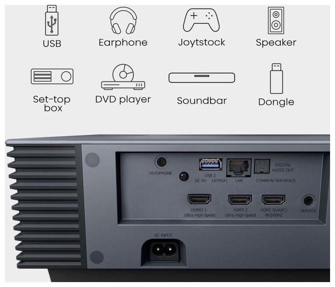 UHD 4K (3840x2160) DLP Laser Ultra-Short-Throw-Projektor 2700 ANSI Lumen (Schwarz, Dunkles Grau) PX3 Pro TriChroma Smart Laser Cinema 4K 