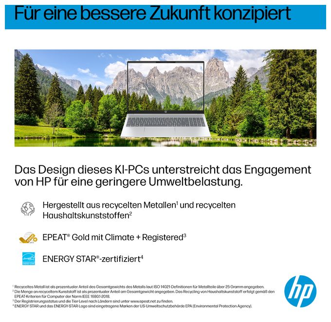 2K Ultra HD Notebook 40,6 cm (16 Zoll) 1920 x 1200 Pixel 1 TB SSD Windows 11 Home Intel Core Ultra 5 max. 4,8 GHz  OmniBook 5 16-af1655ng (Silber) 