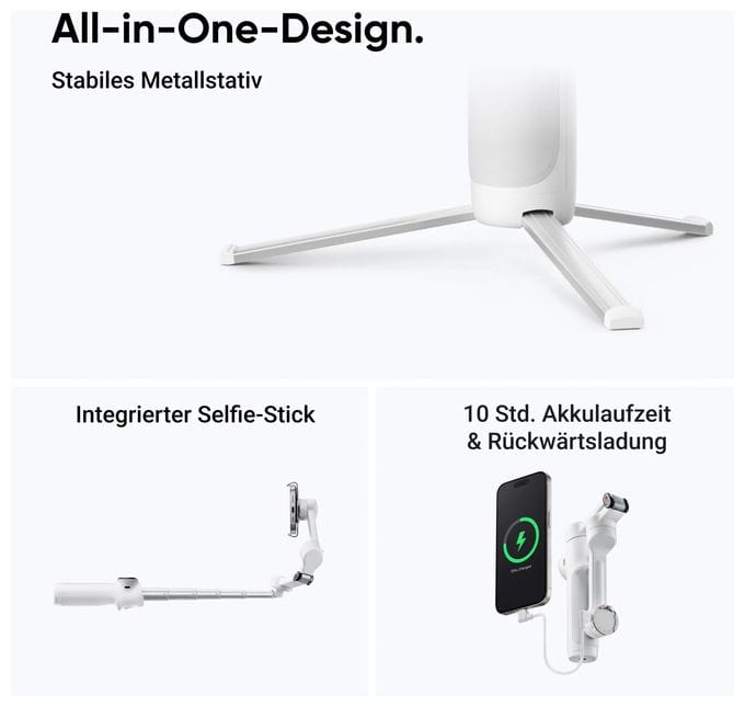 Stativ Gimbal für Smartphone faltbar Bluetooth  Flow 2 Standard Bundle (Weiß) 