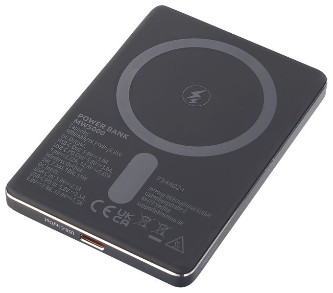 MW5000 Magnetische Powerbank 5000 mAh – MagSafe kompatibel, Wireless Charging 15W, USB-C PD 20W, Flach & Kompakt – Geprüft in Deutschland – Grau 